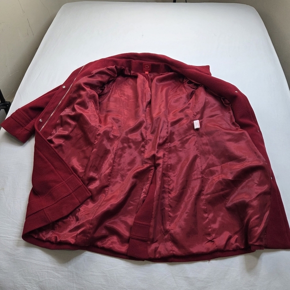 VTG Oscar de la Renta Red Wool Cashmere Coat Size 14  Belted Collar Detail - Picture 10 of 16